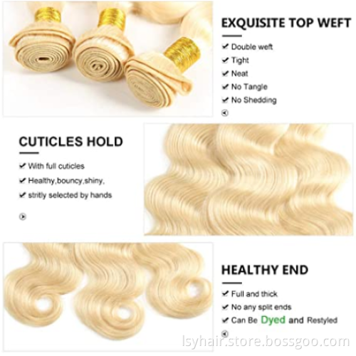 Raw indian hair bulk unprocessed virgin human hair bundles 613 Body Wave cuticle aligned double drawn human hair vendors